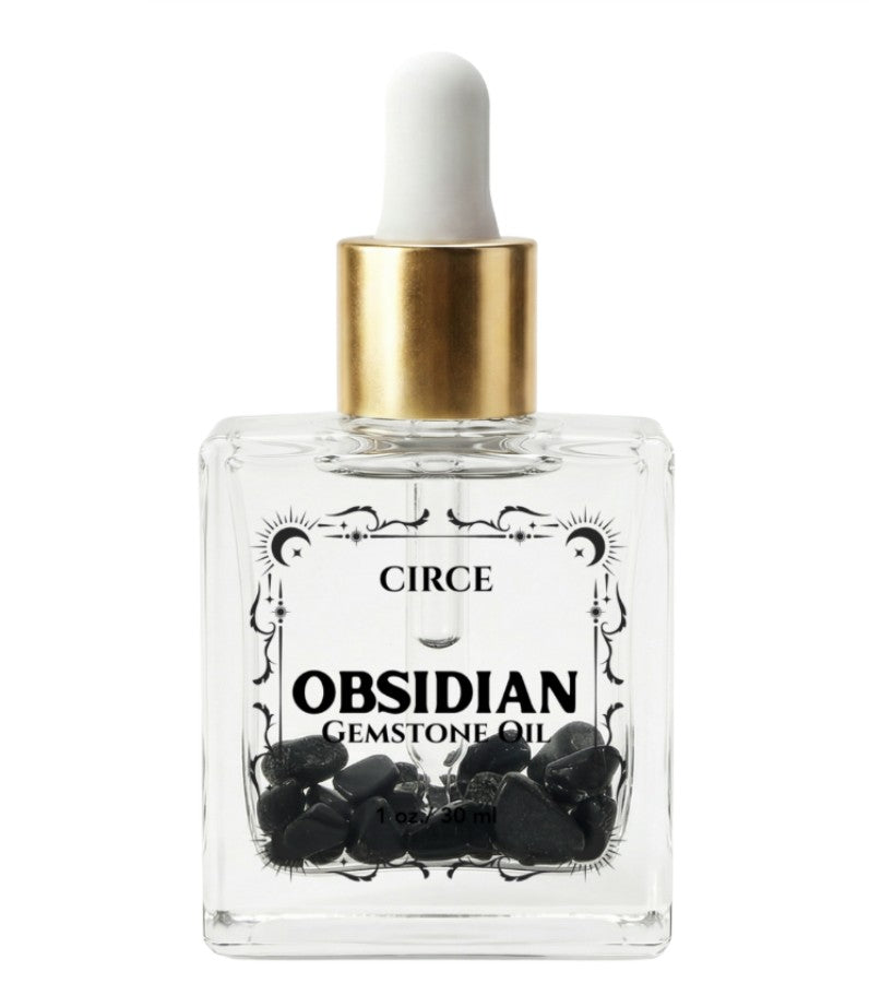 Protection Body Oil — Obsidian Crystal Ritual Oil - Black Obsidian Gemstone Body Oil 3.4oz