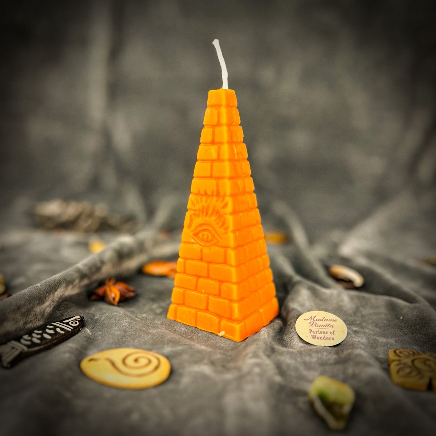Beeswax All-Seeing Eye Pyramid Spell Candle - Abundance, Prosperity & Intuition