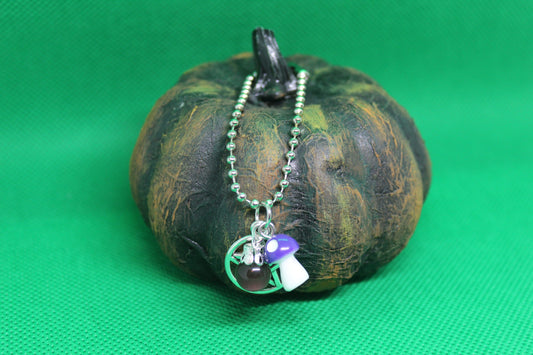 Purple Mushroom Pentacle Keychain Charm Zipper Pull Crystal Witch Witchy Jewelry Witchcraft Metaphysical