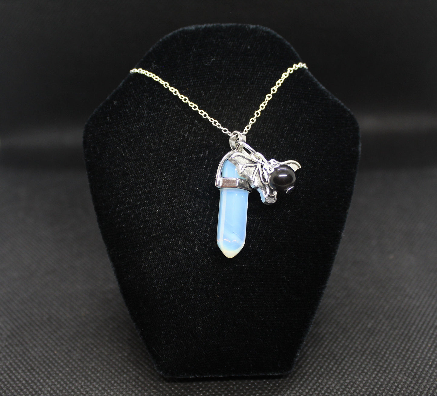 Opalite Bat Necklace Crystal Witch Witchy Jewelry Witchcraft Wicca Wiccan Pagan Metaphysical