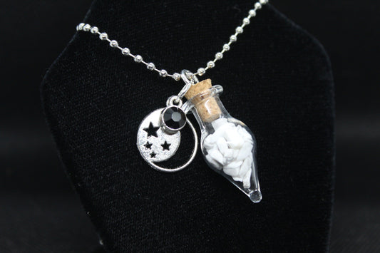 Howlite Glass Teardrop Moon Necklace Crystal Witch Witchy Jewelry Witchcraft Wicca Wiccan Pagan Metaphysical