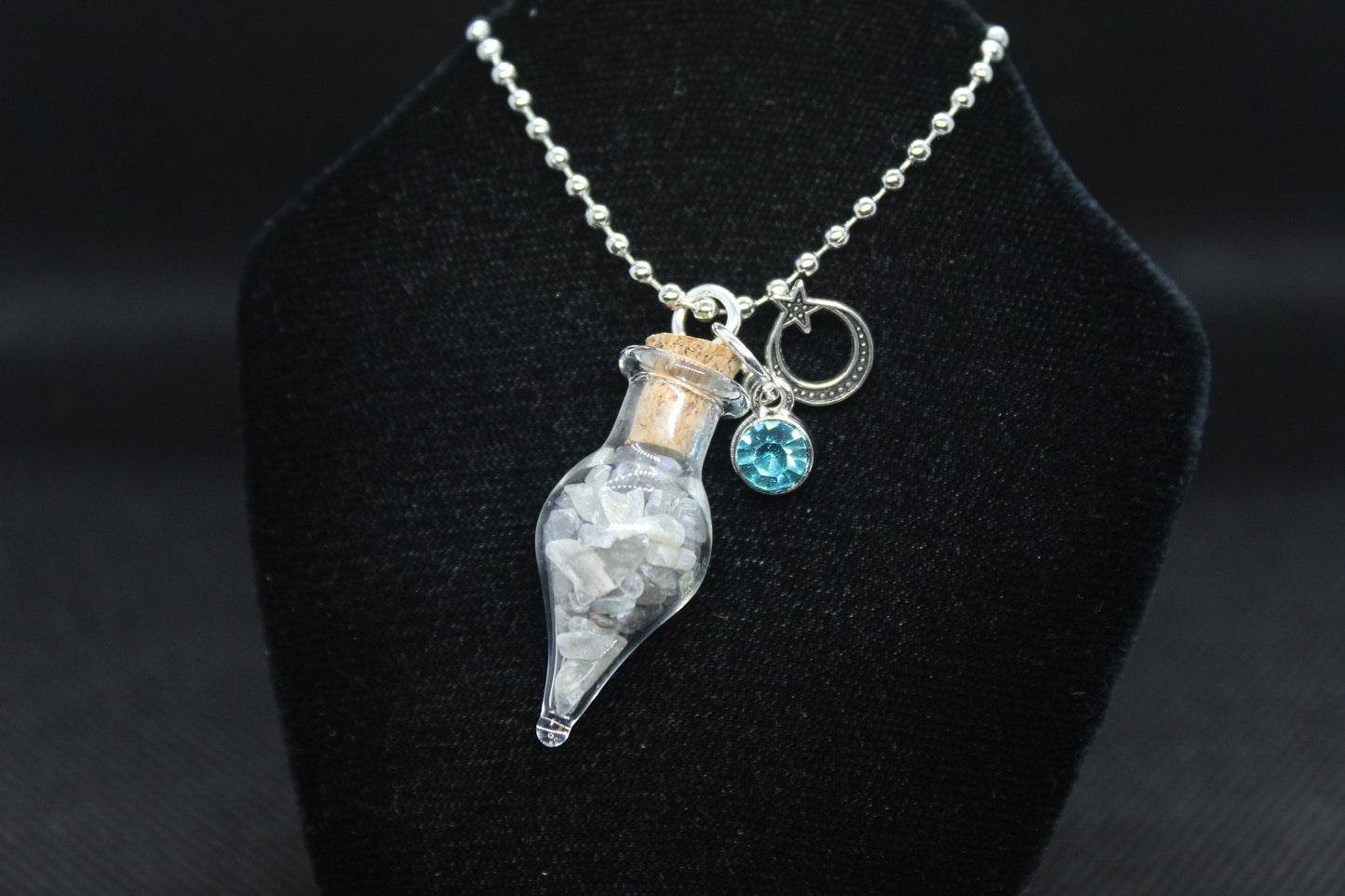 Labradorite Glass Teardrop Moon Necklace Crystal Witch Witchy Jewelry Witchcraft Wicca Wiccan Pagan Metaphysical
