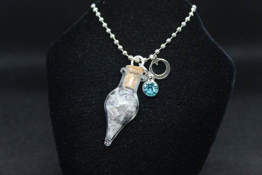 Labradorite Glass Teardrop Moon Necklace Crystal Witch Witchy Jewelry Witchcraft Wicca Wiccan Pagan Metaphysical