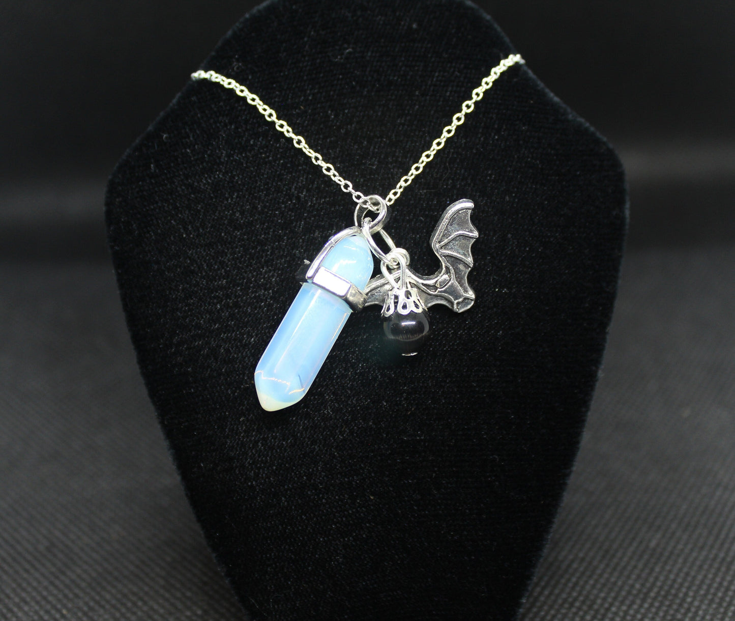 Opalite Bat Necklace Crystal Witch Witchy Jewelry Witchcraft Wicca Wiccan Pagan Metaphysical